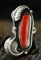 UNIQUE LONG NAVAJO CORAL RING