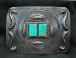 WOW FRED PESHLAKAI TURQUOISE BELT BUCKLE