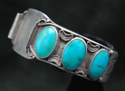 RARE FRED PESHLAKAI TURQUOISE WATCH BRACELET