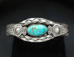 EARLY UNIQUE NAVAJO BRAIDED SILVER BRACELET