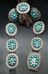 MARK CHEE TURQUOISE CLUSTER CONCHO BELT