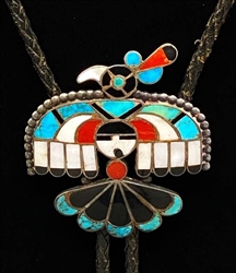 Frank Vacit Zuni Thunderbird Bolo & Tips Hallmarked