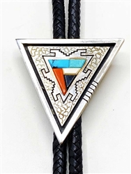 Beautiful Alvin Begay Navajo Inlay Bolo Tie/tips