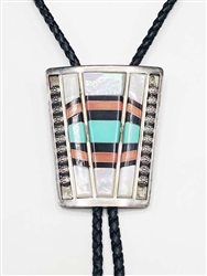Martin & Ester Panteah Zuni Inlaid Bolo Tie/Tips