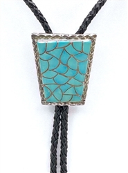 Navajo Emma Bonney Turquoise Bolo Tie - Matching Tips