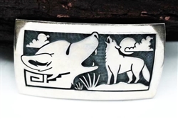 Hopi Ramon Dalangyawma Jr. Shadow Box Coyote's Belt Buckle