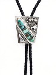 Vintage Channel Inlay Silver Kokopelli Bolo