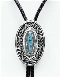 VERNON HASKIE WEBBED TURQUOISE BOLO & TIPS