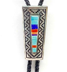 EARLY VERNON HASKIE INLAID BOLO TIE