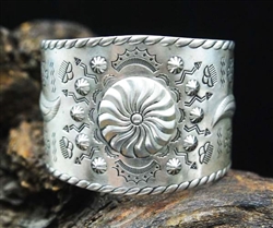 FRED HARVEY ERA STERLING SILVER STAMPED CUFF