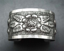 1920's Aguilar Aztec Rose Repousse Cuff Mexico City