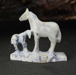 HUBERT PINCION MARBLE HORSE AND COLT FETISH