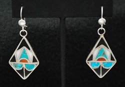 VINTAGE ZUNI CHANNEL INLAY EARRINGS