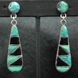 VINTAGE ZUNI CHANNEL INLAY EARRINGS