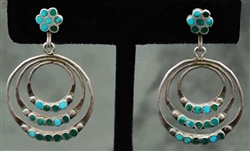 Beautiful Frank Dishta Sr. Hoop Turquoise Earrings