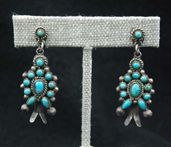 EARLY ZUNI SNAKE EYE DANGLE EARRINGS