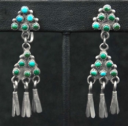 EARLY ZUNI SNAKE EYE DANGLE EARRINGS