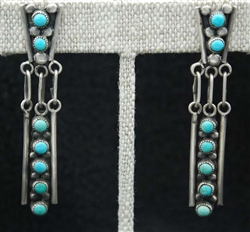 EARLY ZUNI SNAKE EYE DANGLE EARRINGS