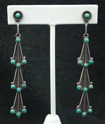 VINTAGE ZUNI LONG DANGLE EARRINGS