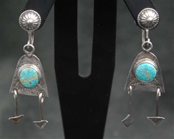 LOVELY EARLY PUEBLO #8 TURQUOISE EARRINGS