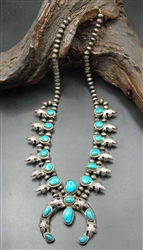 WILSON BEGAY VINTAGE TURQUOISE SQUASH BLOSSOM