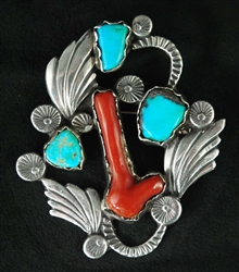 LOVELY DAN SIMPLICIO CORAL AND TURQUOISE PIN