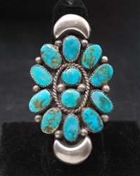 VINTAGE NAVAJO TURQUOISE CLUSTER RING