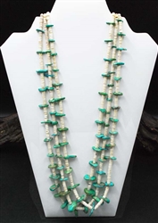 Vintage Kewa Natural Turquoise 3 Strand Tab Necklace