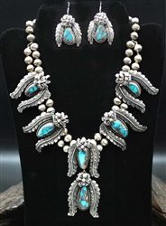 R. EARL CHURCH NAVAJO BISBEE NECKLACE & EARRINGS