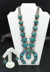 Vintage Zuni C.G. Wallace Turtle Necklace & Earrings