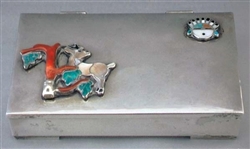 FRANK PATANIA SR. LEEKYA ZUNI LEAVES SILVER BOX