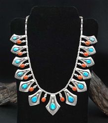 Lovely Julian Lovato Coral and Turquoise Necklace