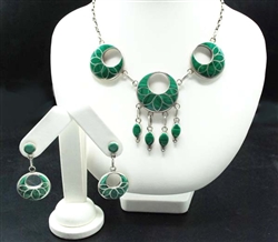 FRANK VACIT MALACHITE NECKLACE & EARRINGS