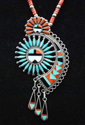 Beautiful Benji Tzunie Jr. Zuni Eclipse Year Necklace