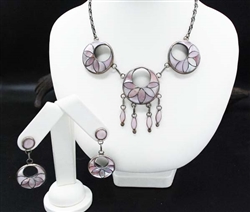FRANK VACIT PINK SHELL NECKLACE & EARRINGS