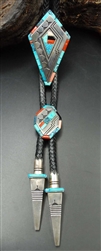 Alvin and Lula Begay Navajo Inlay Bolo Tie