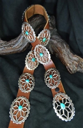 TRADITIONAL VINTAGE SANDCAST CONCHO BELT