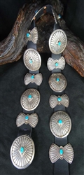 LOVELY NAVAJO AND TURQUOISE CONCHO BELT