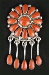 LOVELY ALICE QUAM CORAL CLUSTER PENDANT/PIN