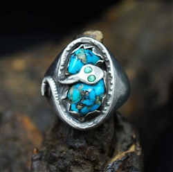 LARGE GLORIA JEAN GARCIA TURQUOISE SNAKE RING