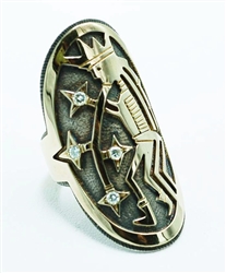 Victor Coochwytewa 14k Gold Overlay Star Blower Ring
