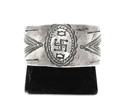 EARLY NAVAJO 1910's INGOT SWASTIKA CUFF BRACELET