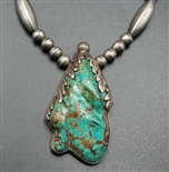 RARE DAN SIMPLICIO CARVED LEAF TURQUOISE NECKLACE