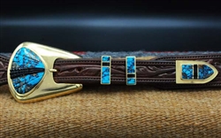 DON SUPPLEE 14 GOLD & TURQUOISE RANGER BUCKLE SET
