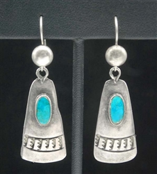 EARLY NAVAJO BLUE GEM TURQUOISE EARRINGS