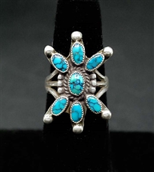 WONDERFUL VINTAGE WEBBED TURQUOISE RING