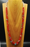 KEWA 6 STRAND MEDITERRANEAN CORAL NECKLACE