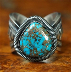 JACOB MORGAN RED WEBBED MORENCI TURQUOISE RING