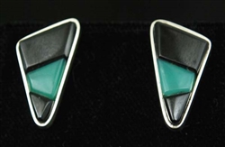 MELVIN PLATERO CHRYSOPRASE AND ONYX EARRING