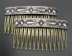 LOVELY NAVAJO SILVER HAIR COMBS SET OF 2
